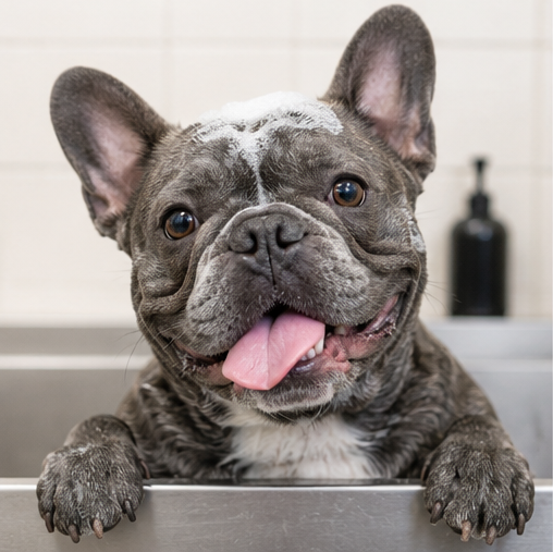 Dog freshly washed at a K9Wash dog wash